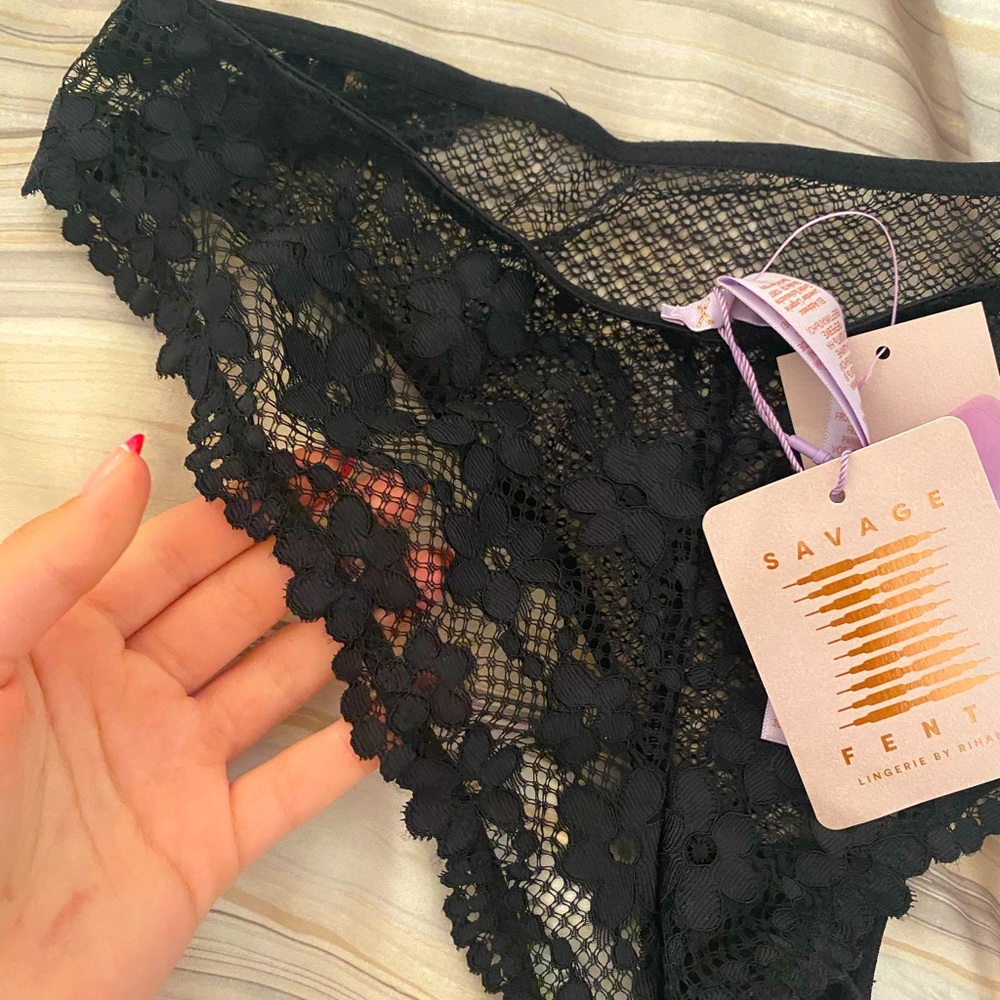 savage x fenty black lacy lingerie underwear